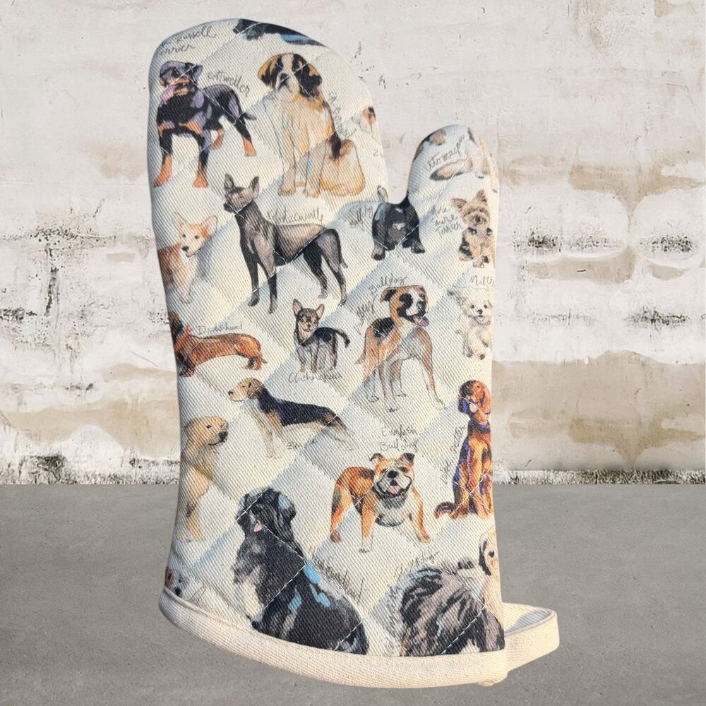 Anthropologie Dog Breeds A-Z Oven Mitt NWT